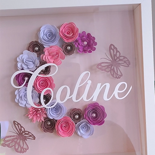 Cadre fleuri personnalisé 25 cm x 25 cm