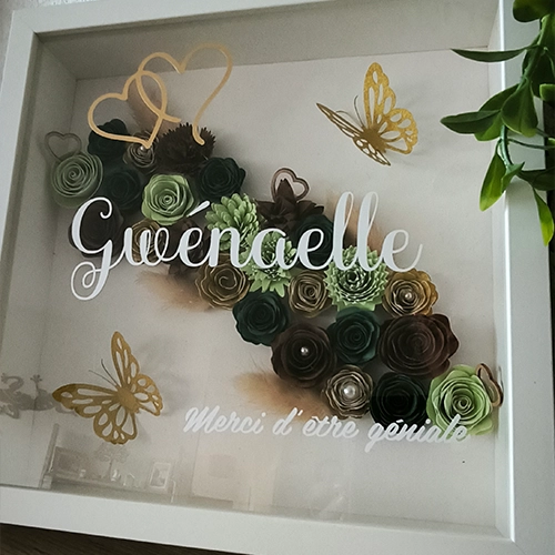 Cadre fleuri personnalisé 25 cm x 25 cm