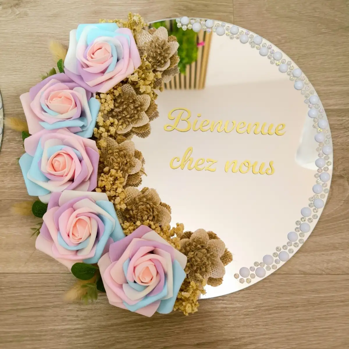 Miroir fleuri personnalisé